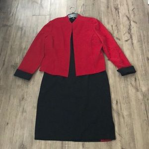 T & Company Red and Black Blazer Dress Set